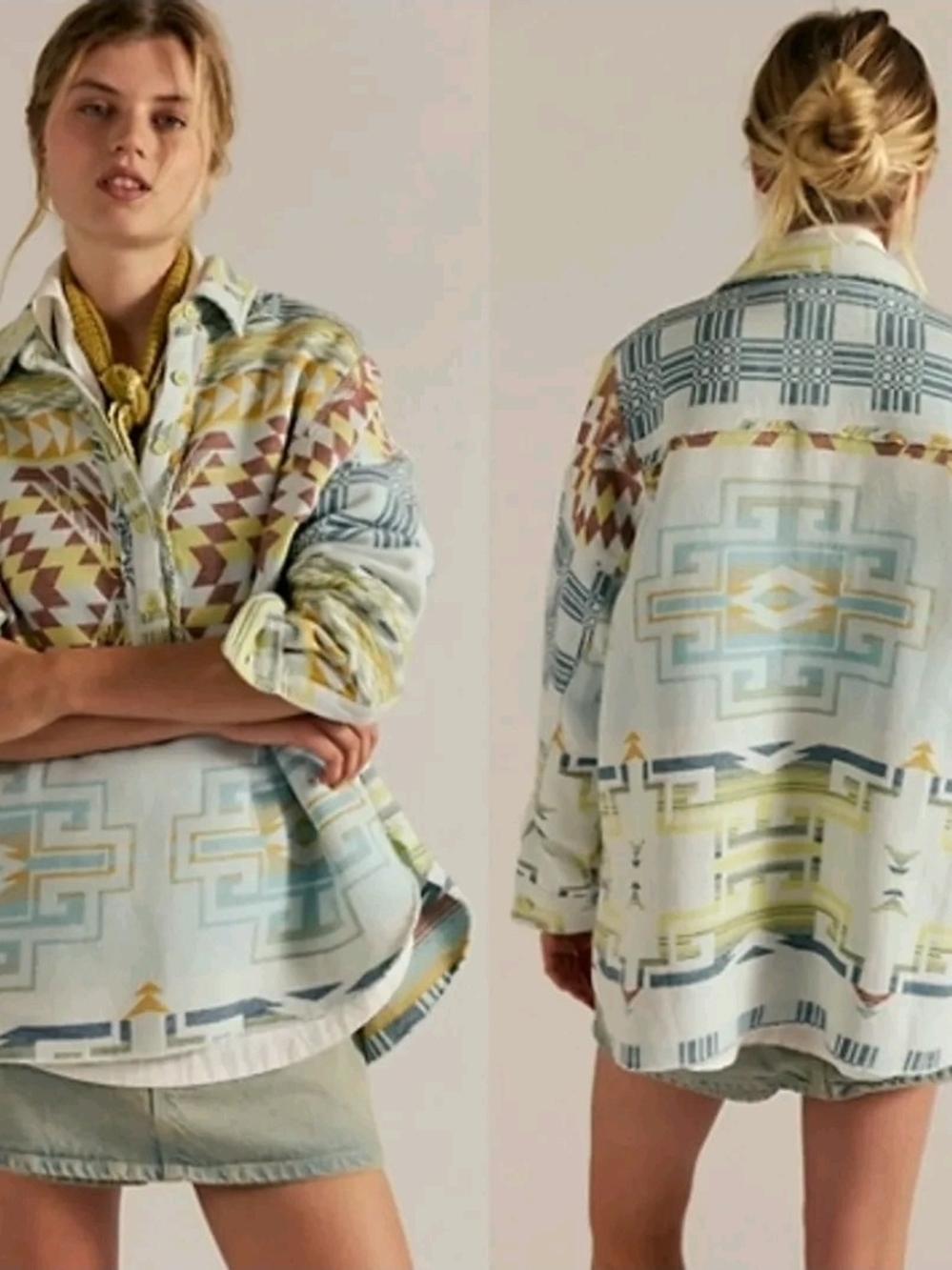 NWT We The Free Free People Arizona Sky Pullover Dandelion Combo Aztec Shirt S